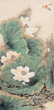 中国の伝統芸術 Painting - 蓮と鳥の繁体字中国語